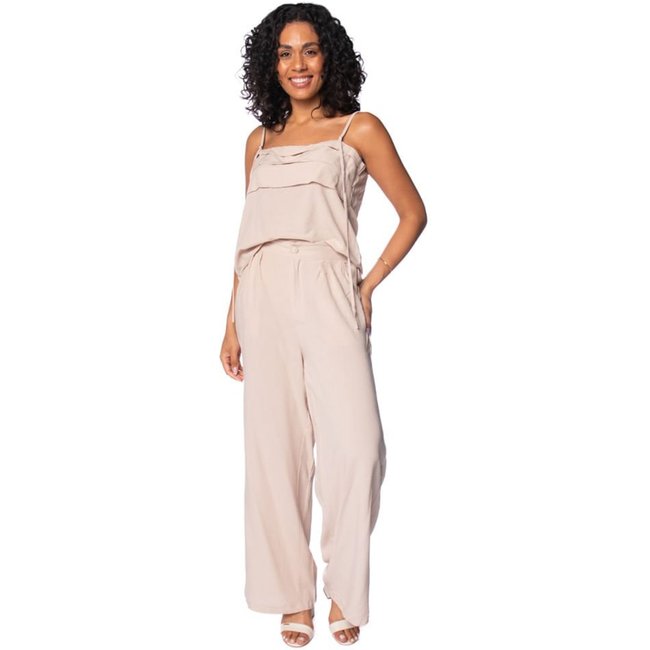 Conjunto Feminino Pellini Babados e Calça Reta Bege