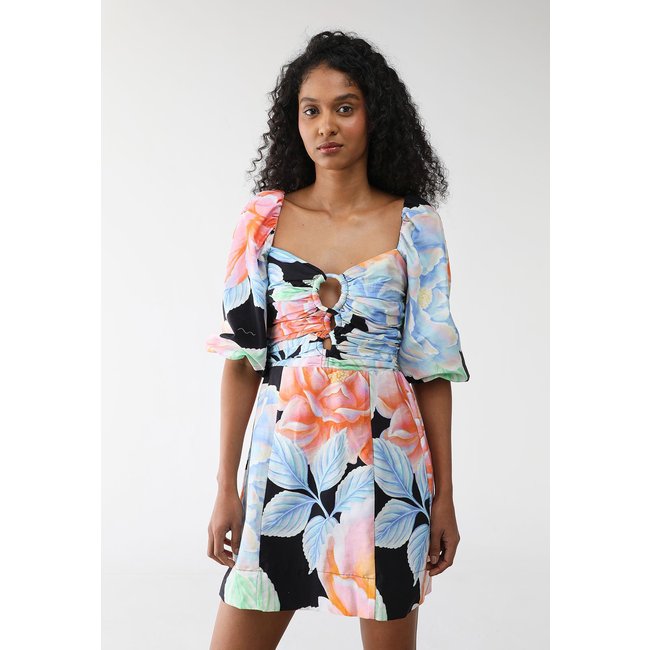 Vestido FARM Curto Floral Sofia Preto