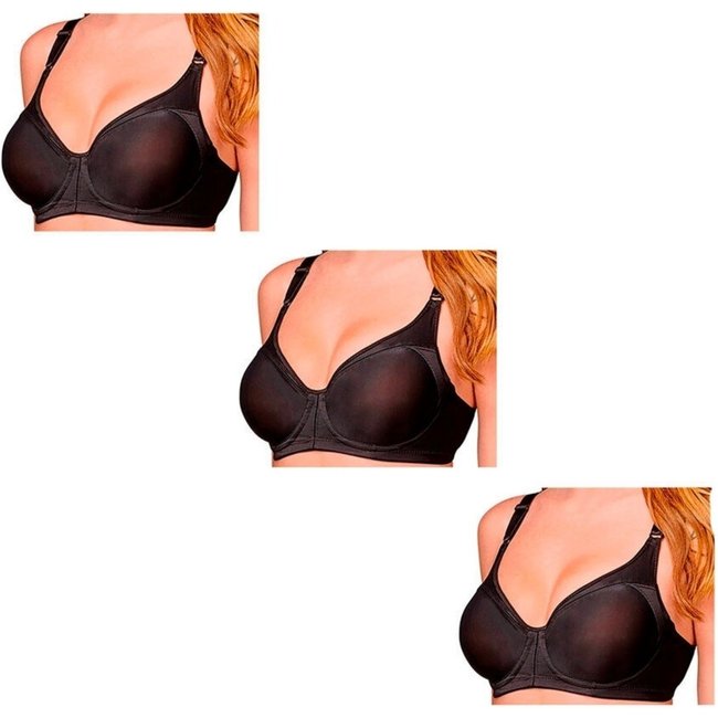 Kit com 3 Sutiãs com Aro e sem Bojo Support Control Demillus 64905 Taça C Preto