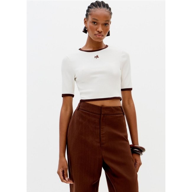 Blusa Canelada Cropped Manga Curta Lança Perfume