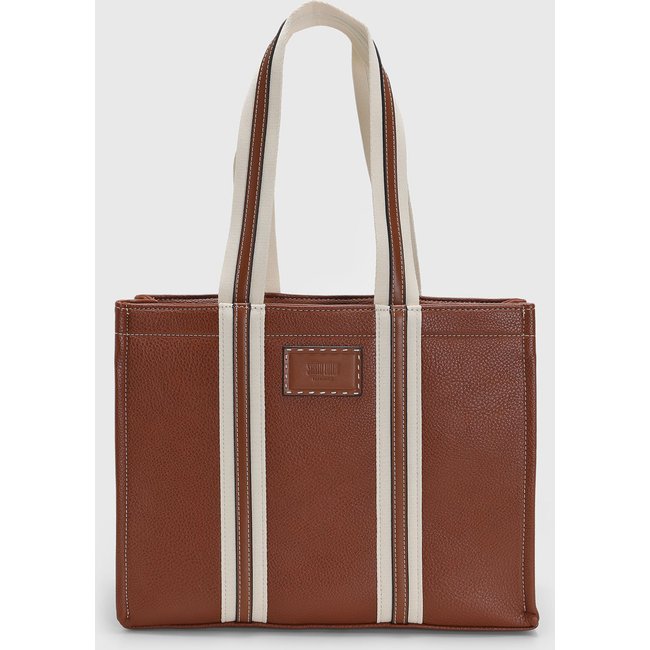 Bolsa Grande Feminina Santa Lolla Alças Contrastantes Marrom