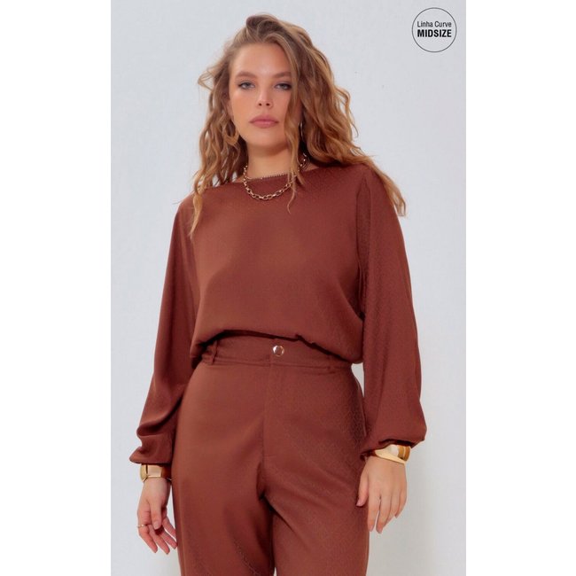 BLUSA JACQUARD LOGO MAIS GATA COFFEE Gatabakana