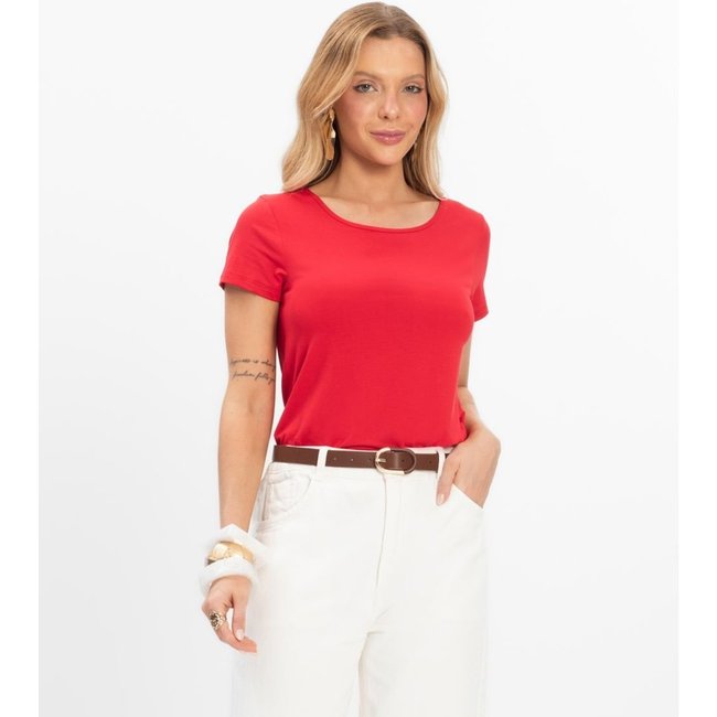Blusa Básica Alongada Feminina Rovitex Vermelho
