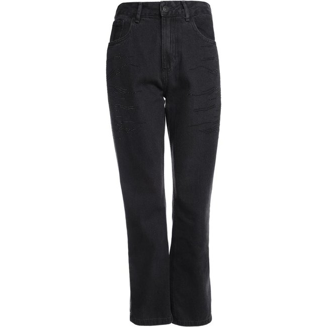 Calça Jeans Reta Brilhosa Autentique Feminina PRETO