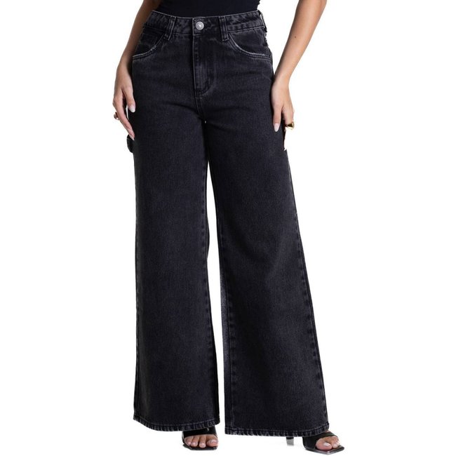 Calça Jeans Sawary Wide Leg - 282178 - Preto - Sawary