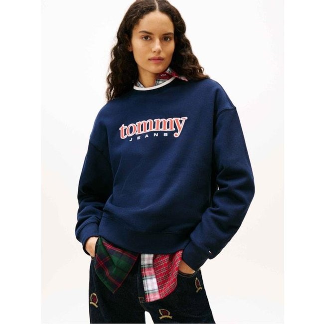 Moletom Boxy Fleece com Aplicação de Logo Azul Marinho