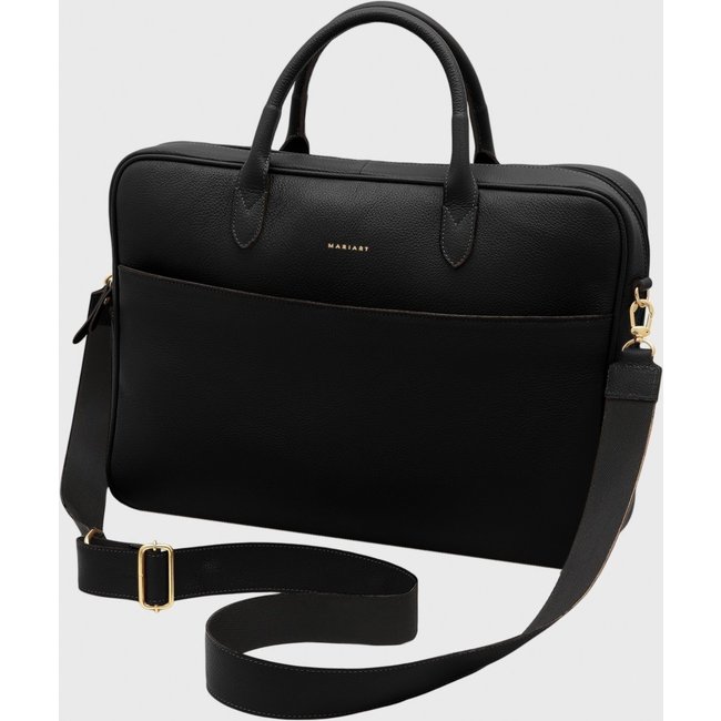 Bolsa Pasta Transversal Couro Mariart Sampa Preta