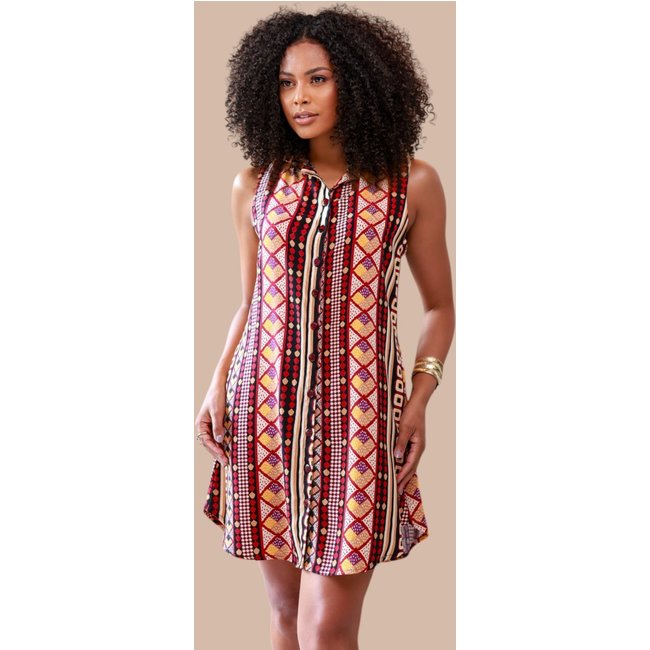 Chemise Aberta Ícone Fashion Sem Manga Estampa Geométrica Boho Boêmia