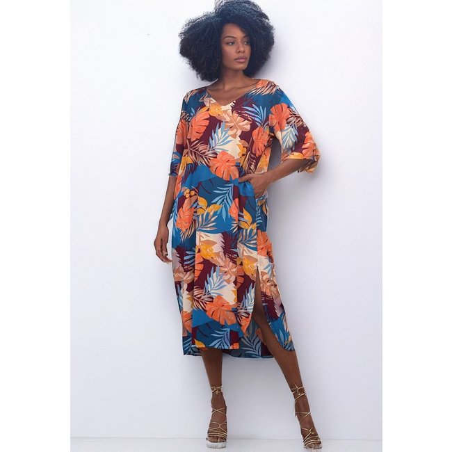 Vestido Midi Amazonia Vital Abapã Plano com Bolso Estampa Aurora Profunda