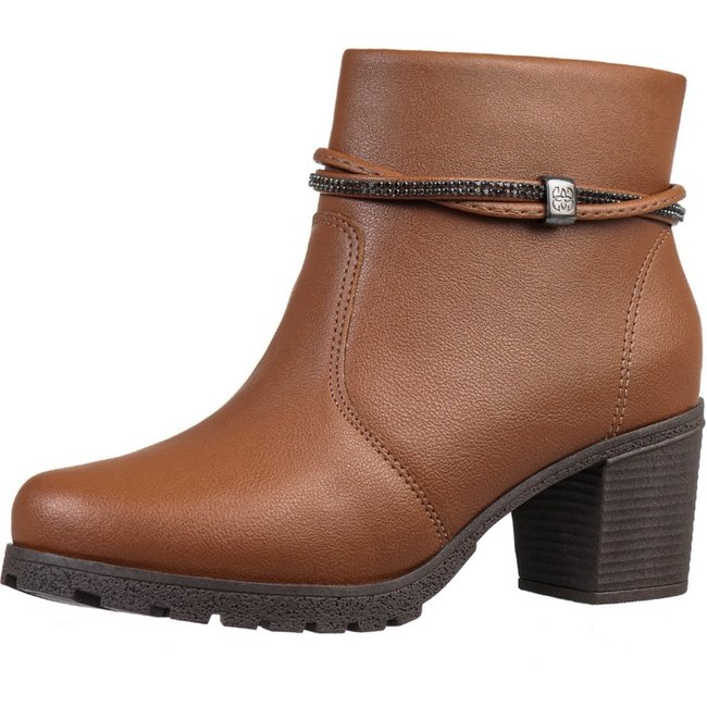 Bota Casual Gigil Salto Médio Grosso Baixo Caramelo