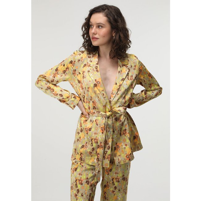 Blazer Cetim Vero Moda Floral Bege