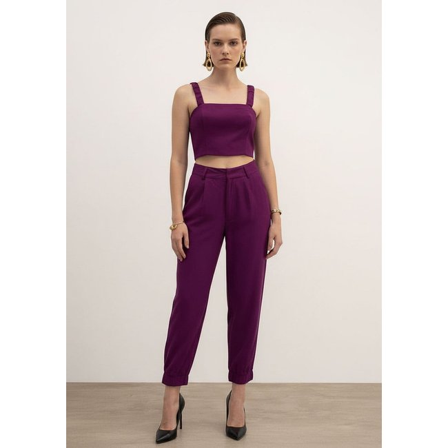Top Iódice Decote Reto Alça Larga Roxo