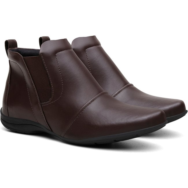 Bota Rasteira Feminina Cano Curto Baixo Mr Try Shoes Elásticos Laterais Casual Marrom