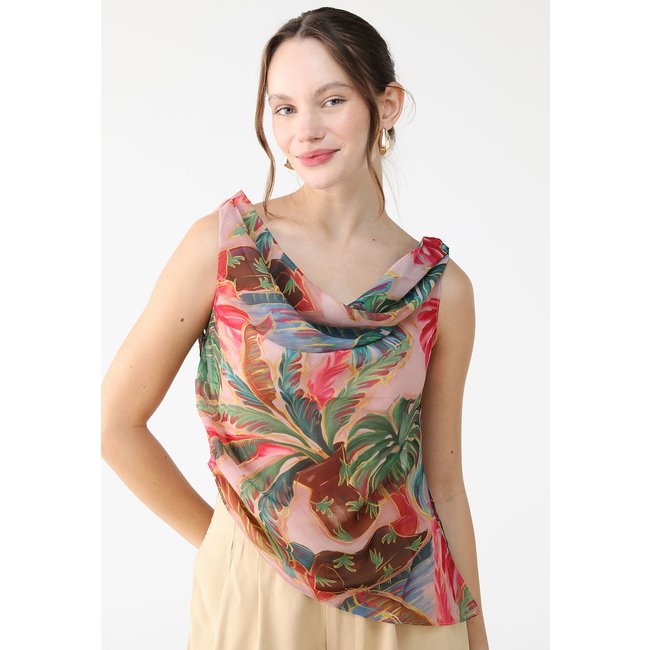 Blusa FARM Reta Piscina Tropical Rosa