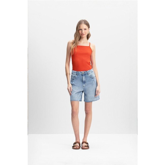 Blusa Feminina Regata Canelada Essendi Laranja Médio Laranja