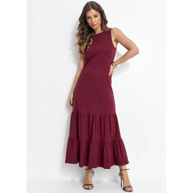 Vestido Malha De Algodão Bordô Quintess