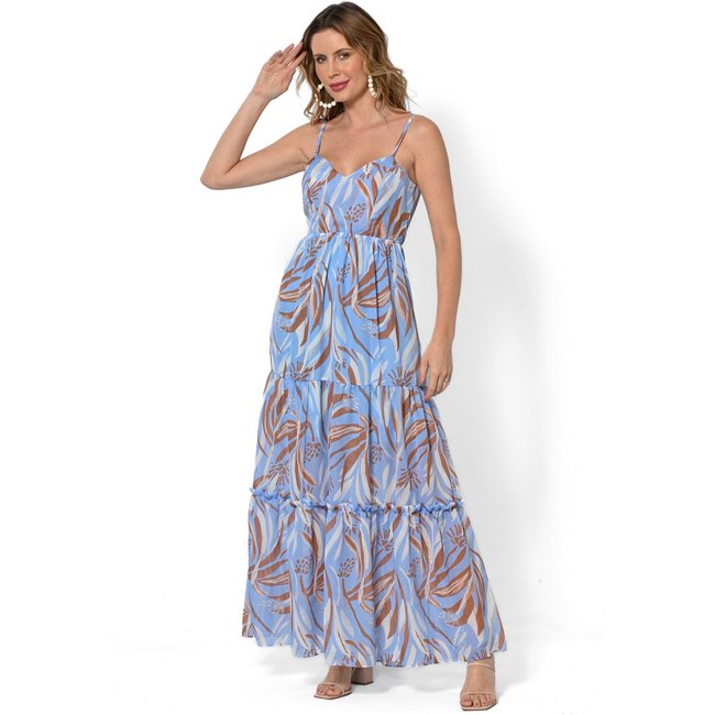 Vestido Bisô Marias Estampado Azul - Azul