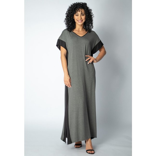 Vestido Bicolor Nheengatu Malha Amazonia Vital Mescla e Preto