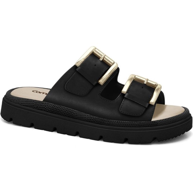 Chinelo Feminino Preto Comfortflex Fivela Flatform 2446402-15