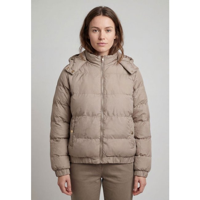 Jaqueta Feminina Facinelli Puffer Capuz Bege