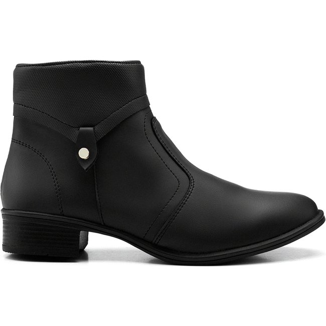Bota Feminina Cano Curto Salto Baixo Leve Preta