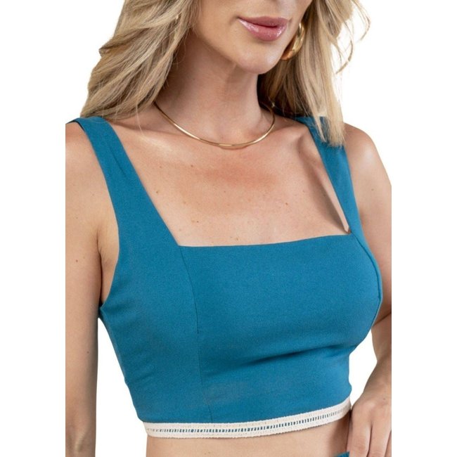 Cropped Sawary Lastex - 278738 - Azul - Sawary