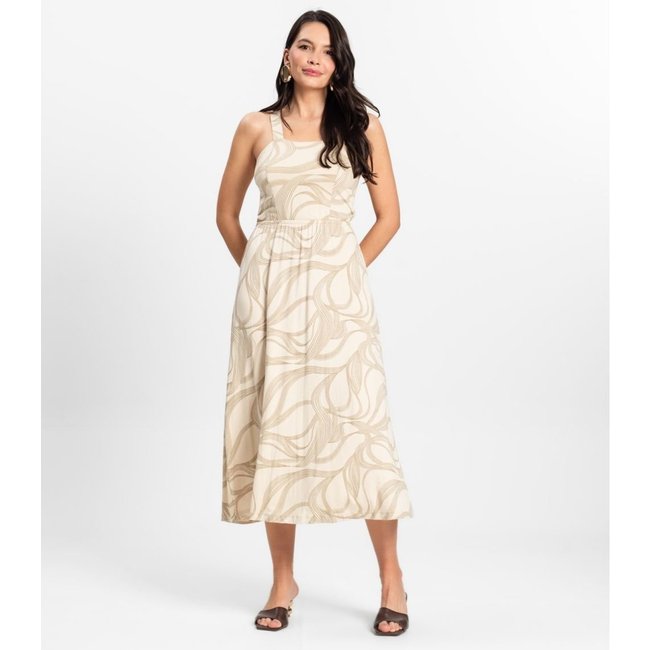 Vestido Midi em Viscotorcion Rovitex Bege