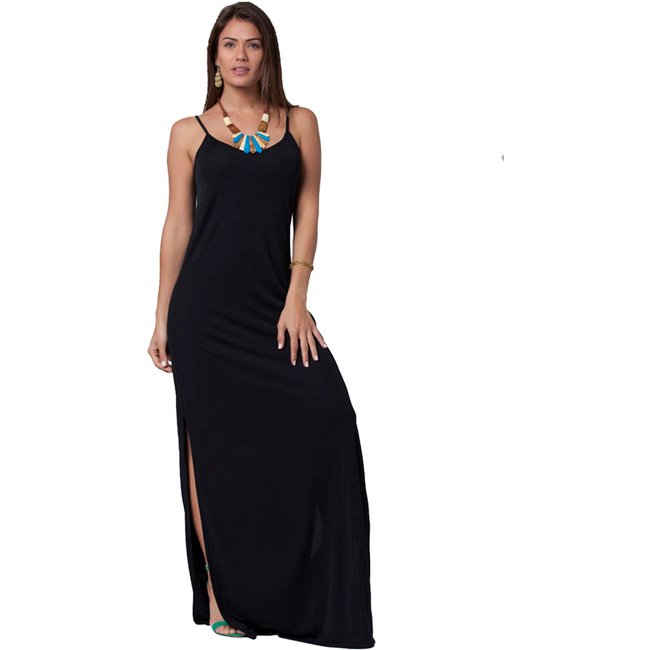 Vestido Amazonia Vital Longo Decote nas Costas Preto