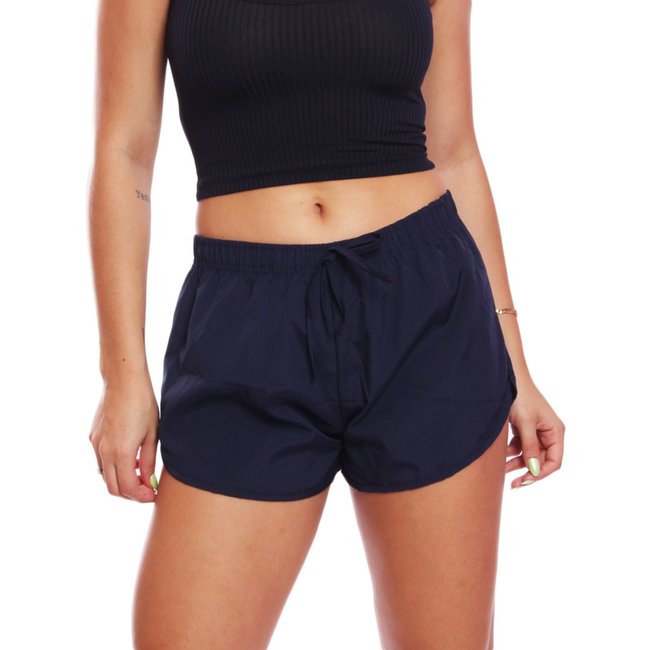 Shorts Curto Feminino Tactel Praia Piscina Academia Corrida Marinho