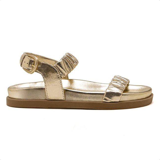 Sandália de Couro Democrata Papete Feminina Iris 633102 Dourado