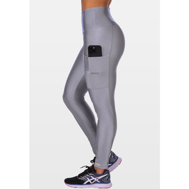 Calça Legging Fitness Cirrê Summer Soul Com Bolso Prata