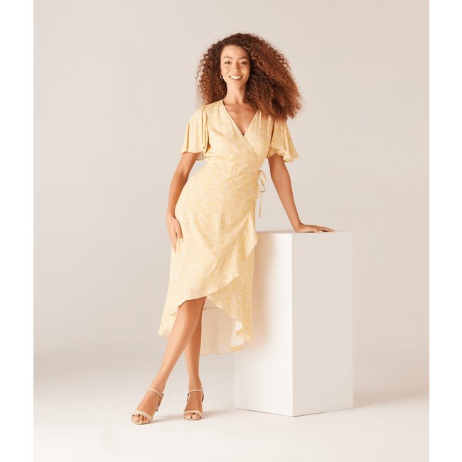 Vestido Transpassado Com Babado Flash Liberty Feminino Estampa