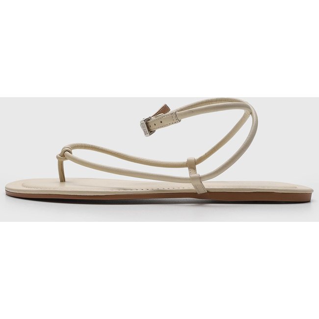 Rasteira Feminina Santa Lolla Tiras e Fivela Off-White