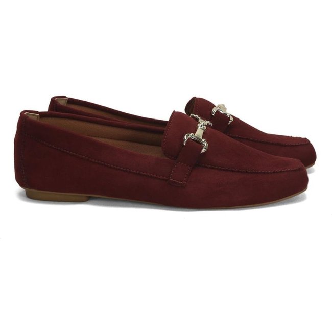 Mocassim clássico suede marsala com fivela ouro light Incolor