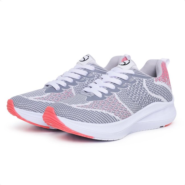 Tênis Meia Feminino Esportivo Fácil Caminhada Academia Branco Pink