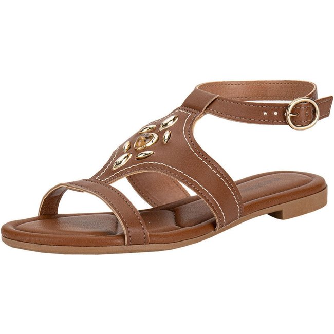 Sandália Feminina Flat Mississipi J0371 A0640371 Caramelo