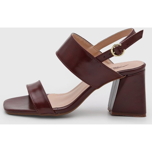 Sandália Salto Geométrico Feminina Atalia Shoes Madrid Marsala Tiras Retas Slingback Tendência 2026
