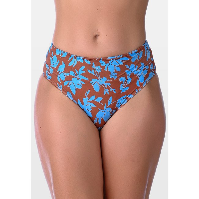 Calcinha Summer Soul Cintura Baixa Cós Duplo Folhagem Marrom