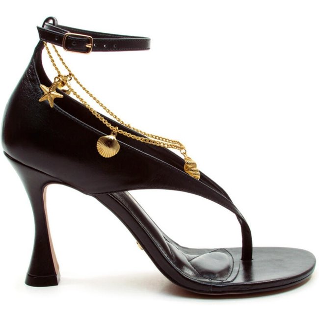 Sandália Couro Preto Salto Alto Cecconello 2794001-2