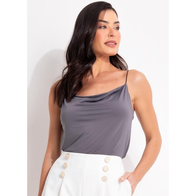 Blusa Em Malha Fria Quintess Cinza