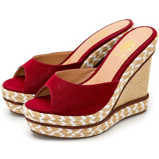 Tamanco Feminino Anabela com Sisal Nobucado Vermelho Lançamento