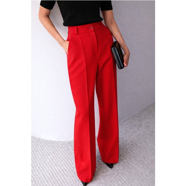 Calça Wide Leg Pantalona Alfaiataria Feminina Dra Maia Vermelha