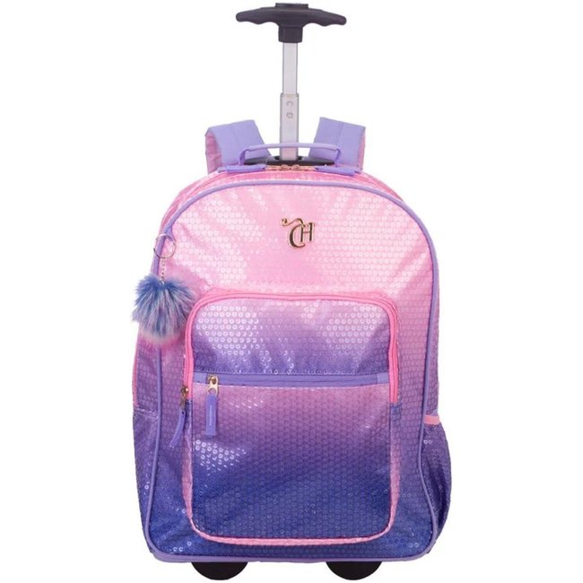 Infantil - Mochila Sestini Com Carrinho Capricho Paetê Rosa Lilás