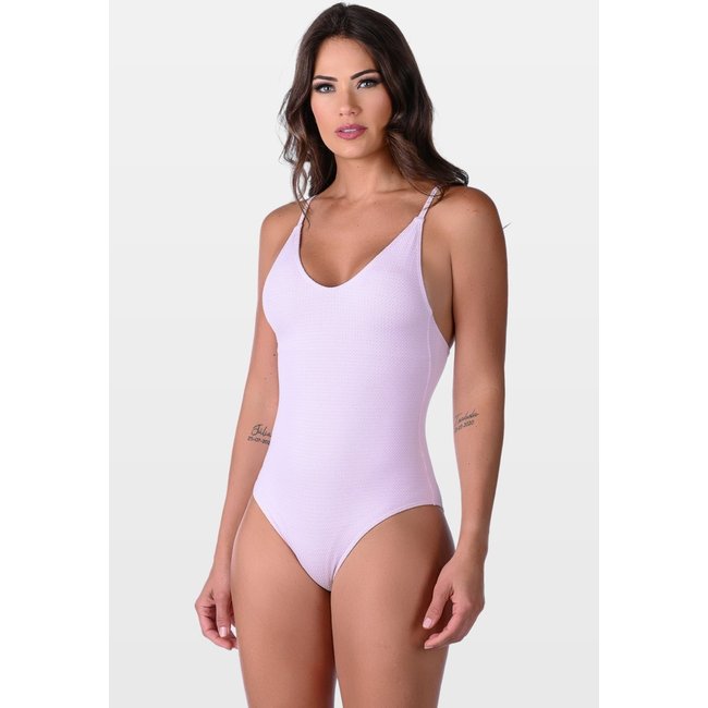 Maiô Summer Soul Com Bojo Alças Finas em Tecido Texturizado Rosa Claro