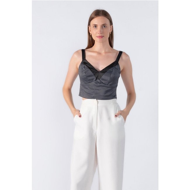 Blusa Lamis regata xadrez Preto