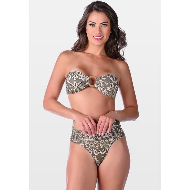 Biquíni Summer Soul Tomara Que Caia Com Bojo Fio Dental Duplo Folhagem Verde