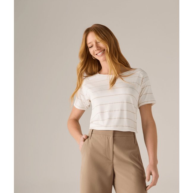 Blusa Makenji Listras Prata E Dourado Feminina Off White
