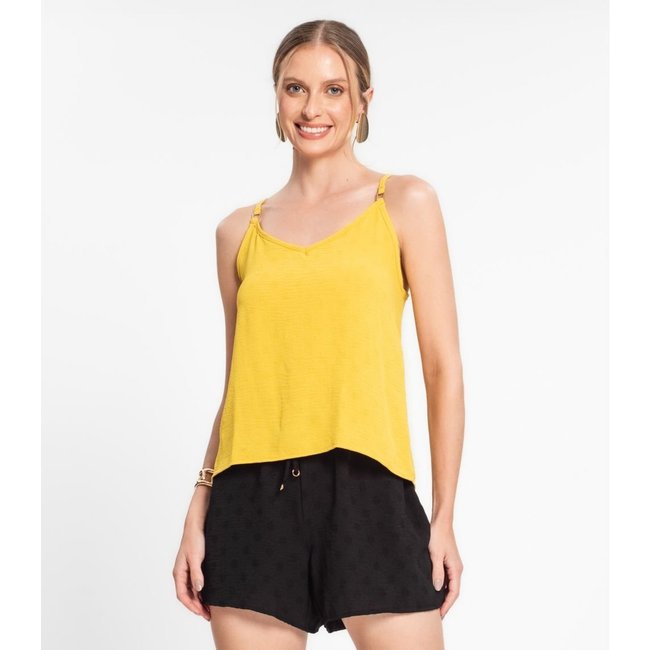Blusa de Alça Regulável em Air Flow Poá Rovitex Amarelo