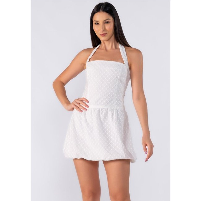 Vestido balone curto frente unica Branco