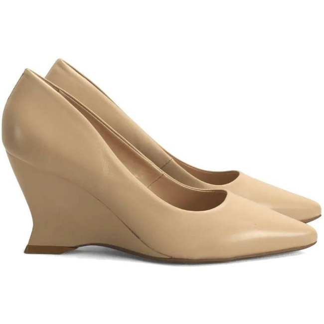 Scarpin Couro Anabelado Amêndoa Ana Mello Elegância Casual Incolor
